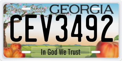 GA license plate CEV3492
