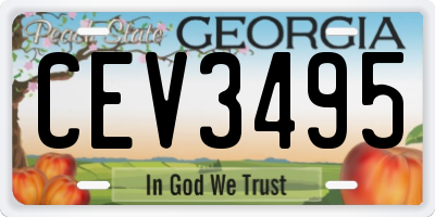 GA license plate CEV3495
