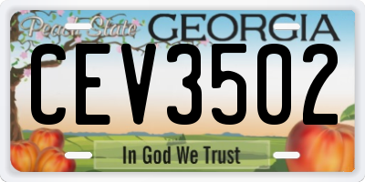 GA license plate CEV3502