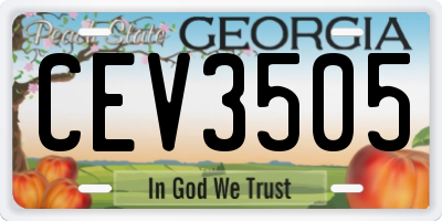 GA license plate CEV3505