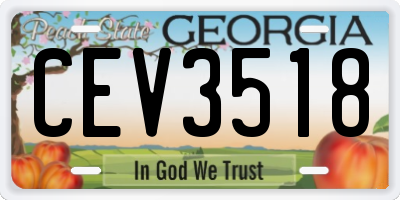 GA license plate CEV3518