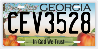 GA license plate CEV3528