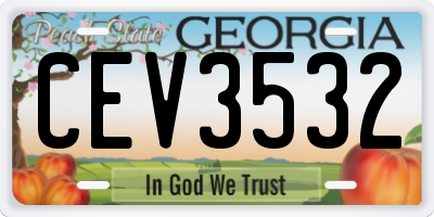 GA license plate CEV3532