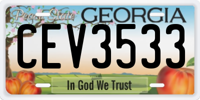 GA license plate CEV3533