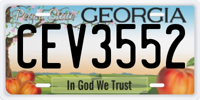 GA license plate CEV3552