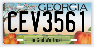 GA license plate CEV3561