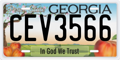 GA license plate CEV3566