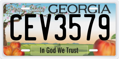 GA license plate CEV3579