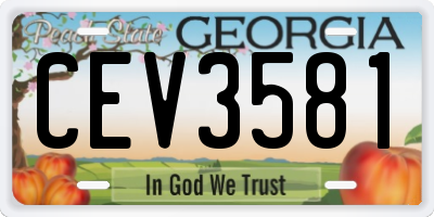 GA license plate CEV3581