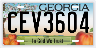 GA license plate CEV3604