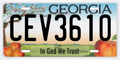 GA license plate CEV3610