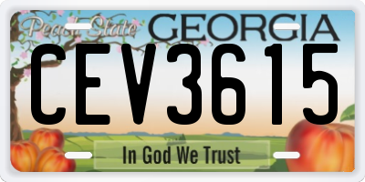 GA license plate CEV3615