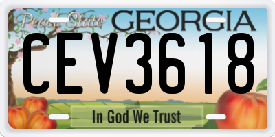 GA license plate CEV3618