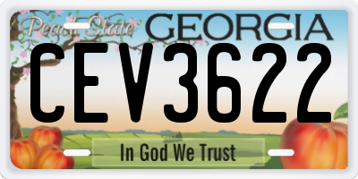GA license plate CEV3622