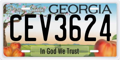 GA license plate CEV3624