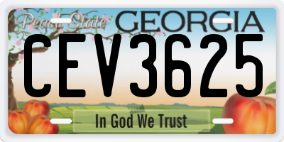 GA license plate CEV3625