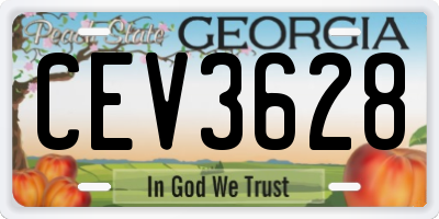 GA license plate CEV3628