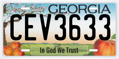 GA license plate CEV3633
