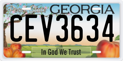 GA license plate CEV3634