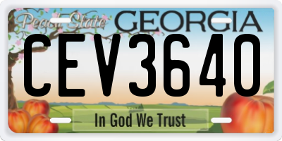 GA license plate CEV3640