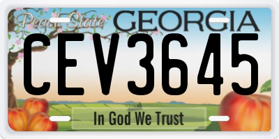 GA license plate CEV3645