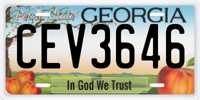 GA license plate CEV3646