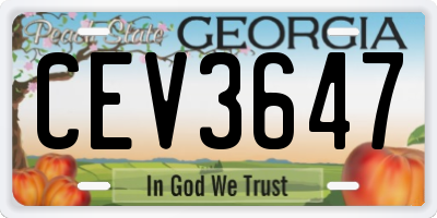 GA license plate CEV3647