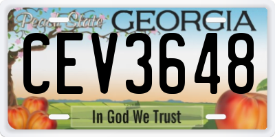 GA license plate CEV3648