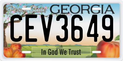 GA license plate CEV3649