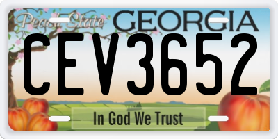 GA license plate CEV3652