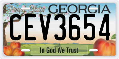 GA license plate CEV3654