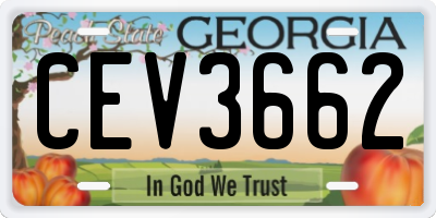 GA license plate CEV3662