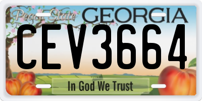 GA license plate CEV3664