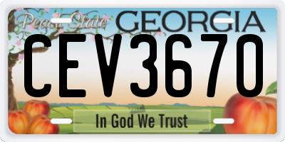 GA license plate CEV3670
