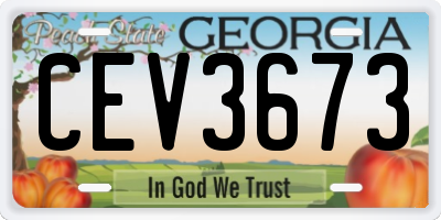 GA license plate CEV3673