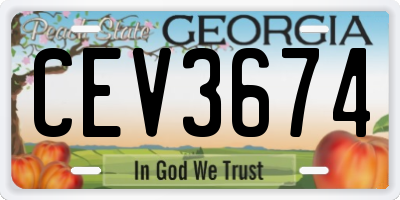 GA license plate CEV3674