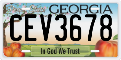 GA license plate CEV3678