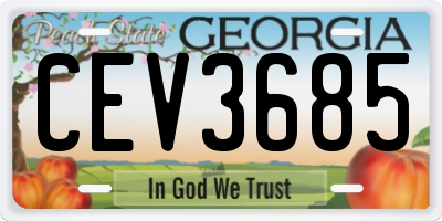 GA license plate CEV3685
