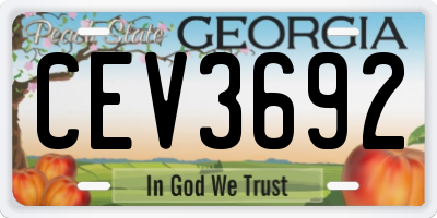 GA license plate CEV3692