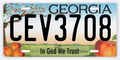 GA license plate CEV3708