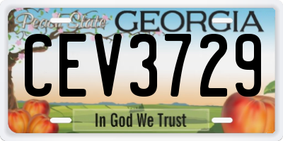 GA license plate CEV3729
