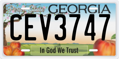 GA license plate CEV3747