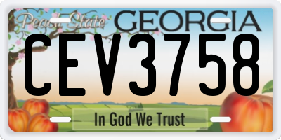 GA license plate CEV3758