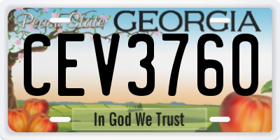 GA license plate CEV3760