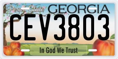 GA license plate CEV3803