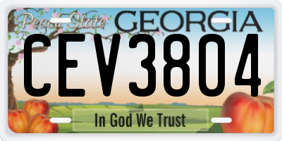 GA license plate CEV3804