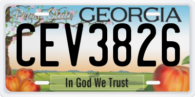 GA license plate CEV3826