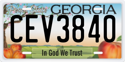 GA license plate CEV3840