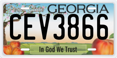 GA license plate CEV3866