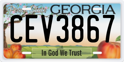 GA license plate CEV3867